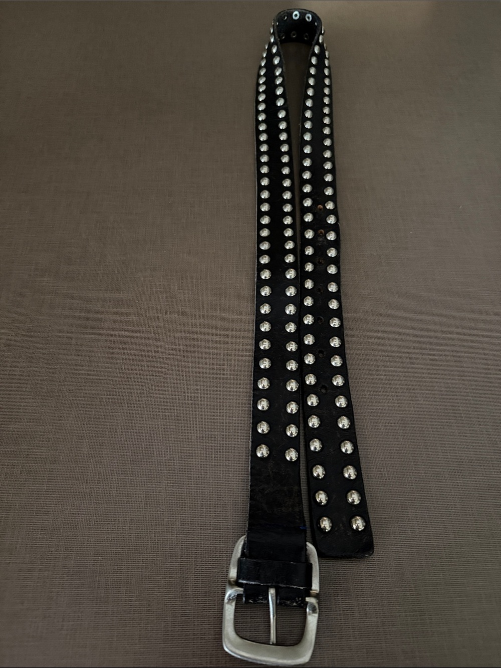 Studded biker leather belt - soft supple leather- 35” to 42” (sz L) - Picture 2 of 5